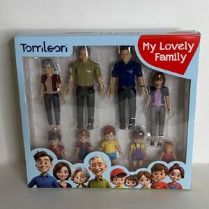 NEW in Box!! TOMLEON My Lovely Family Bendable Dollhouse Family Set 9 People